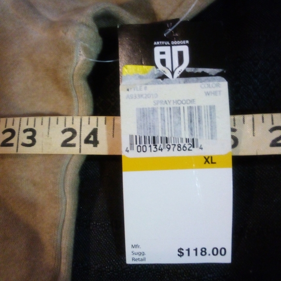 Artful Dodger Ancient Rustic Gothic Graphic Design Spray Hoodie Men's XL Wheat - Picture 15 of 16